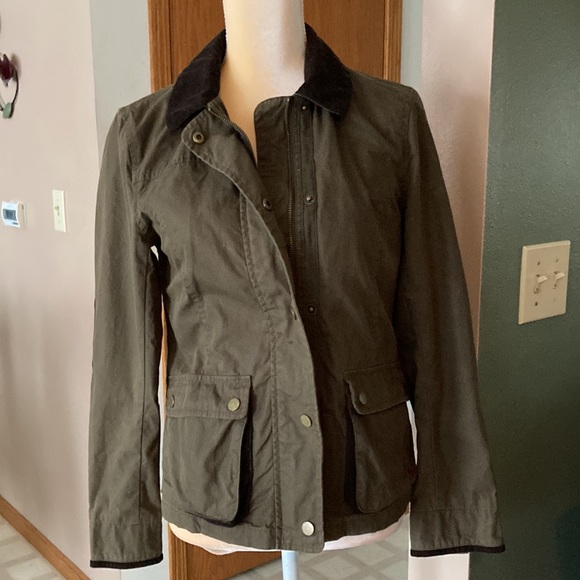 Jack Wills Sage Green Brown Collar Snaps And Zip Pockets Women Jacket  Coat Sz 2 - Picture 7 of 15